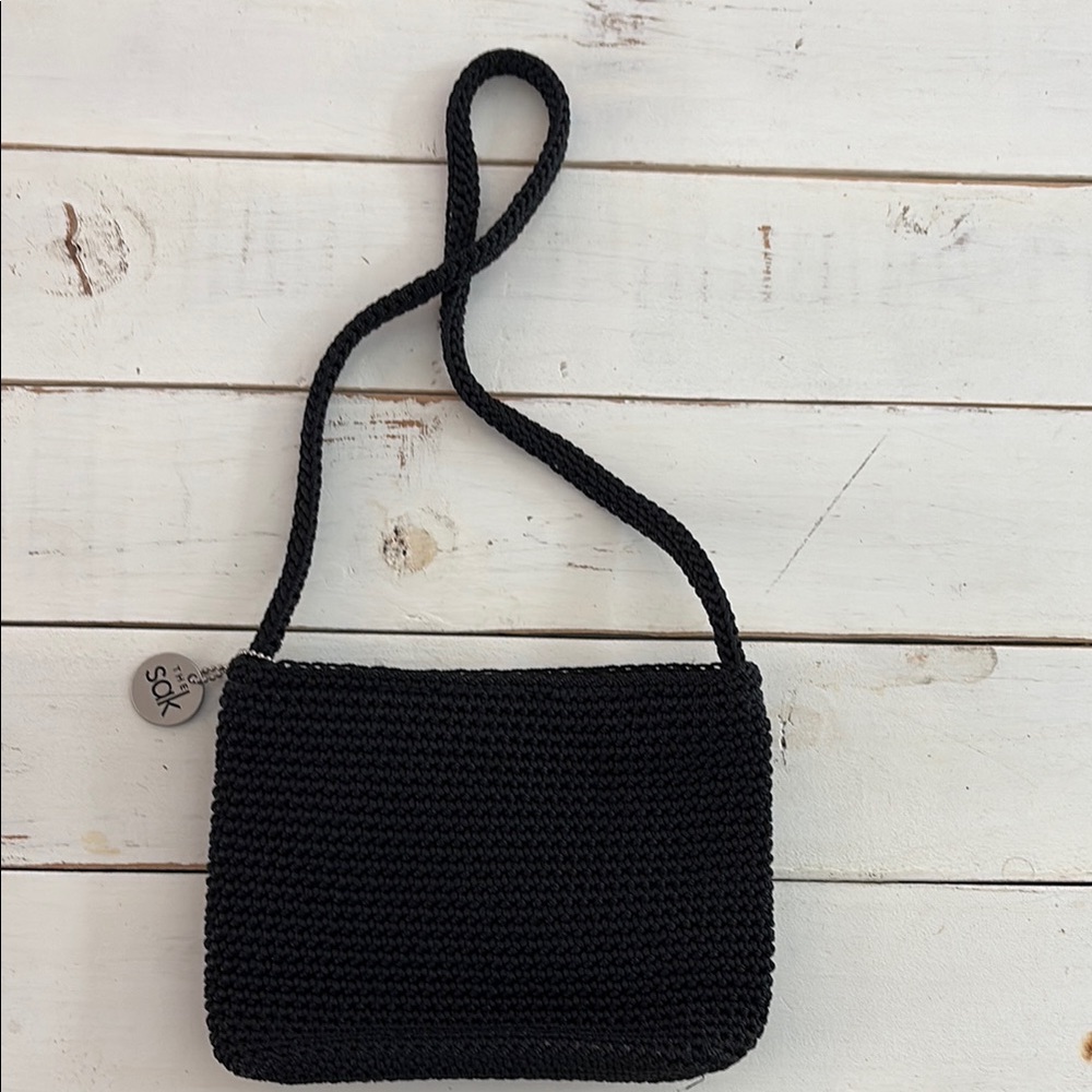 The Sak Black Crochet Shoulder Bag